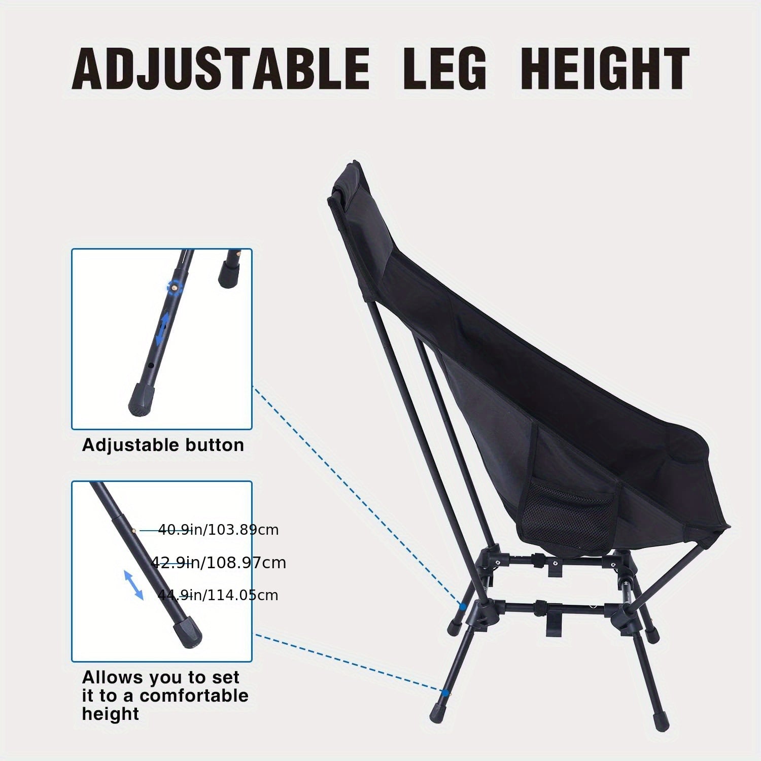 Heavy Duty Folding Camping Chair with Footrest - XL Portable