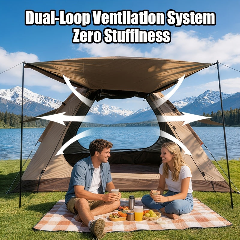 Large Outdoor Camping Tent with Vestibule for Family Hiking