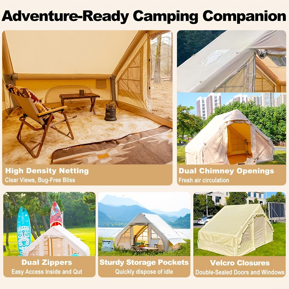 Inflatable Glamping Tent Oxford Cloth All-Weather Camping Shelter