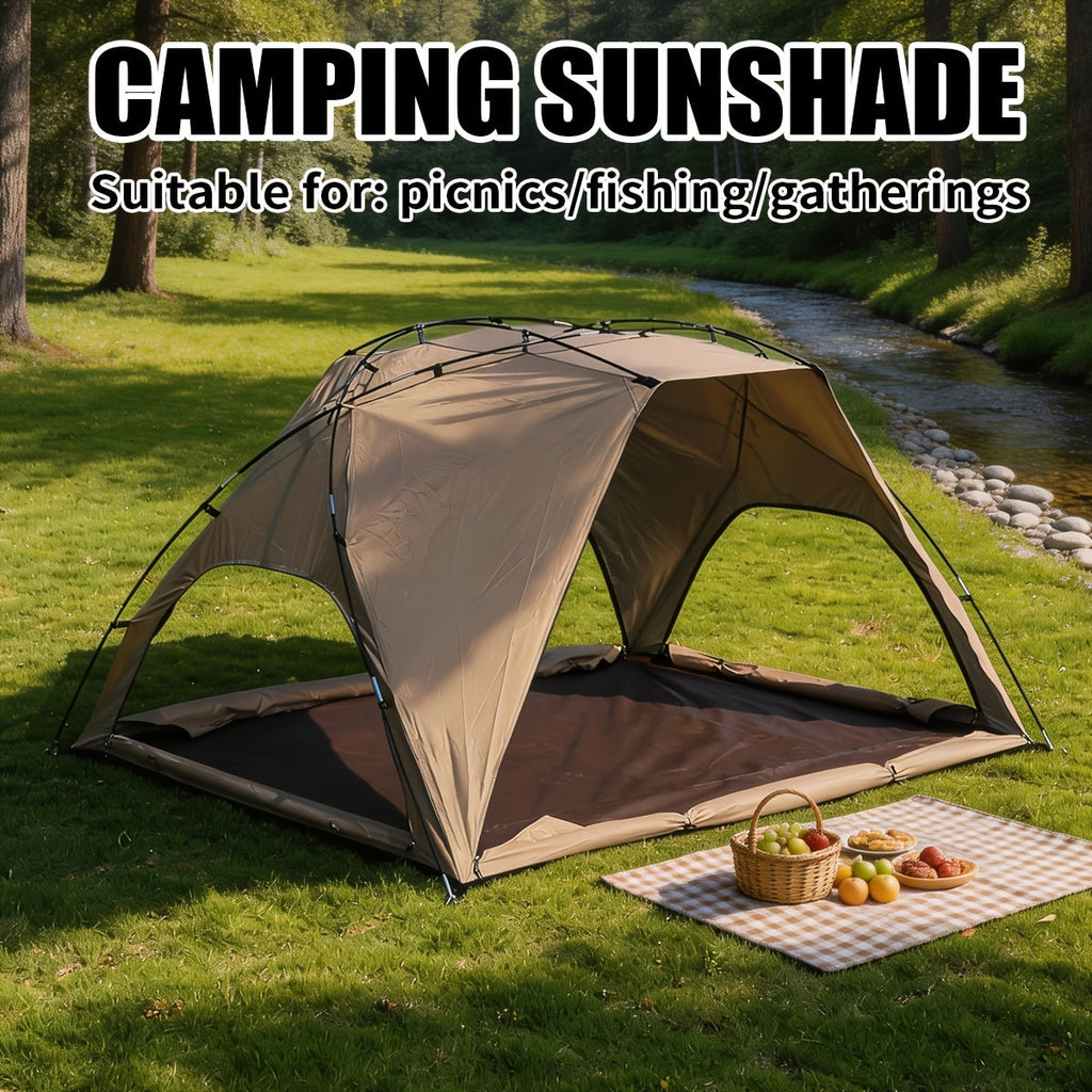 Portable Outdoor Camping Awning - Khaki Sun Shelter for Beach & Picnics