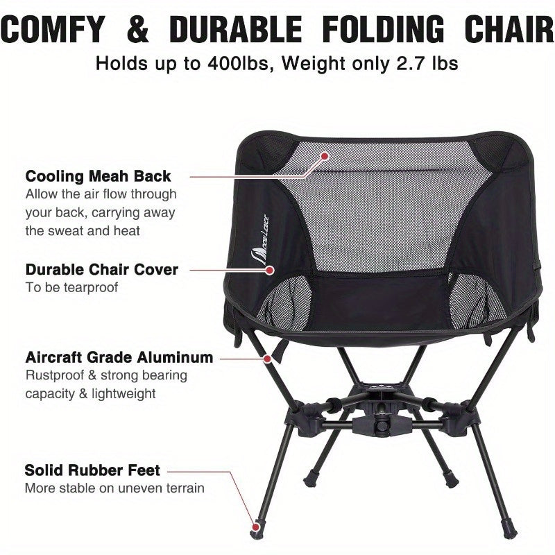 Ultralight Folding Camping Chairs - 2 Pack Compact Hiking & Beach