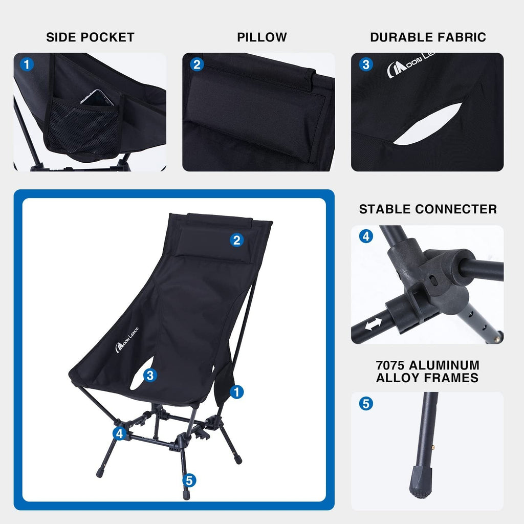 Heavy Duty Folding Camping Chair with Footrest - XL Portable
