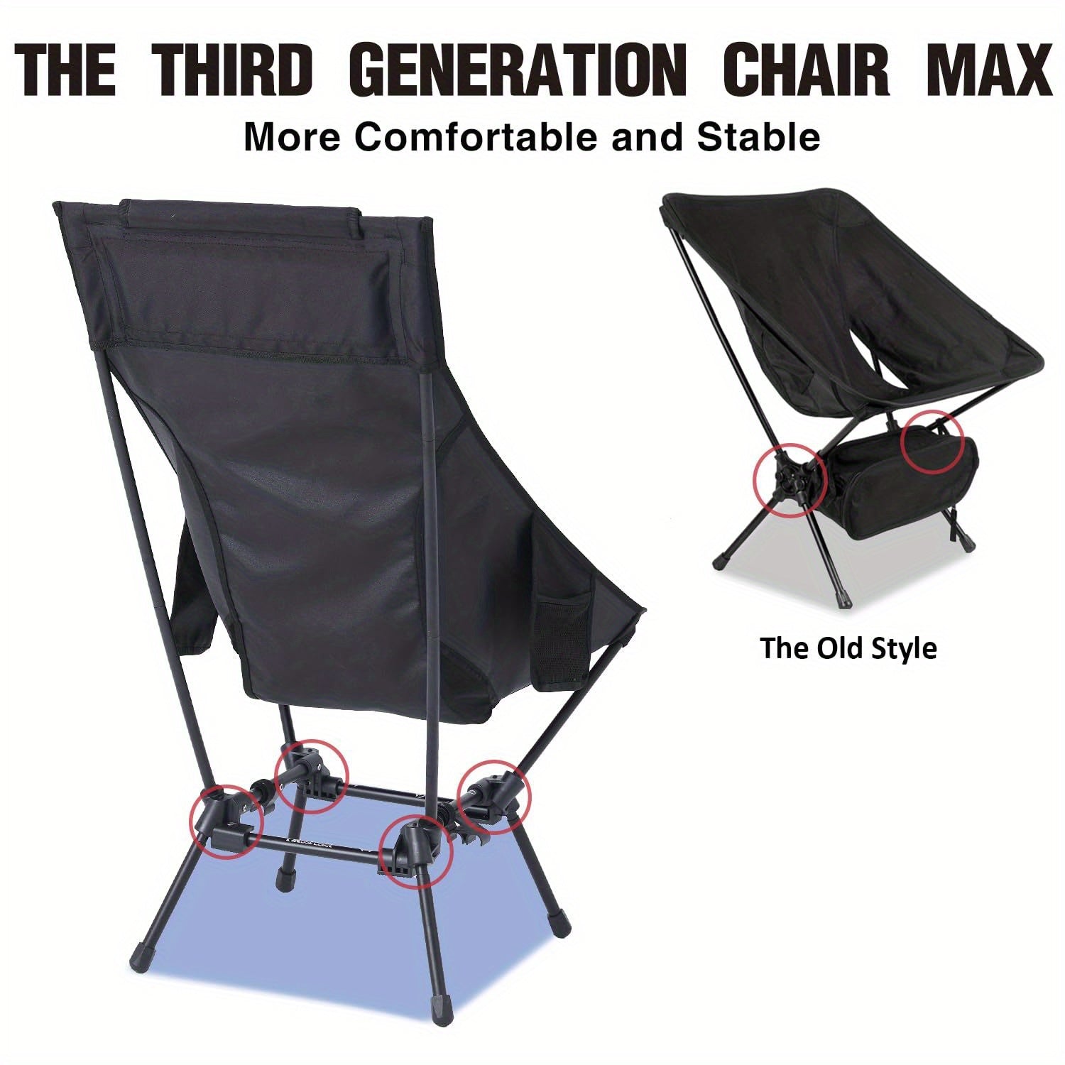 Heavy Duty Folding Camping Chair with Footrest - XL Portable