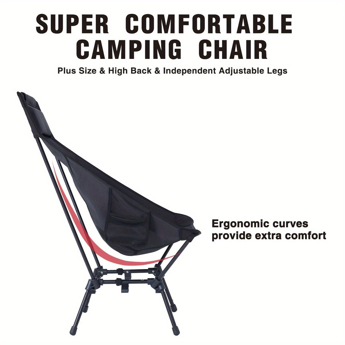Heavy Duty Folding Camping Chair with Footrest - XL Portable