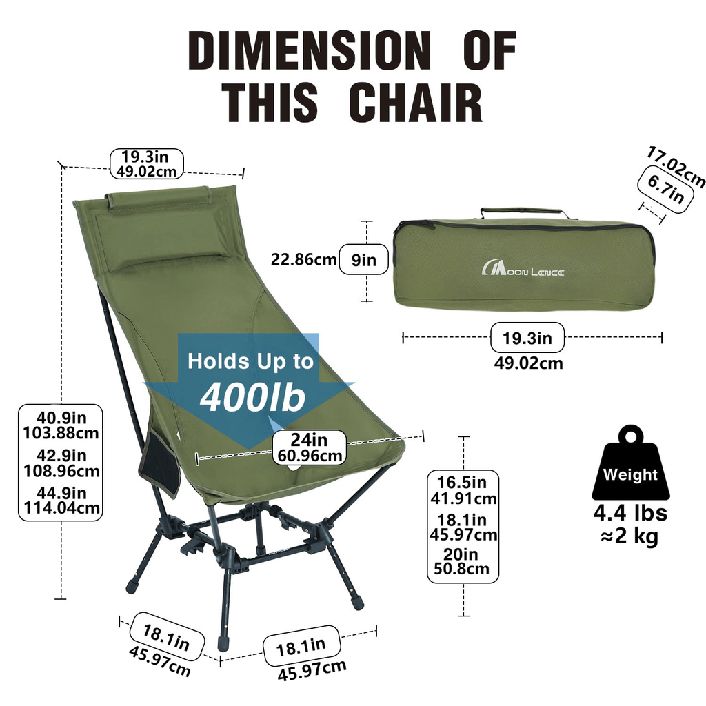 Heavy Duty Folding Camping Chair with Footrest - XL Portable
