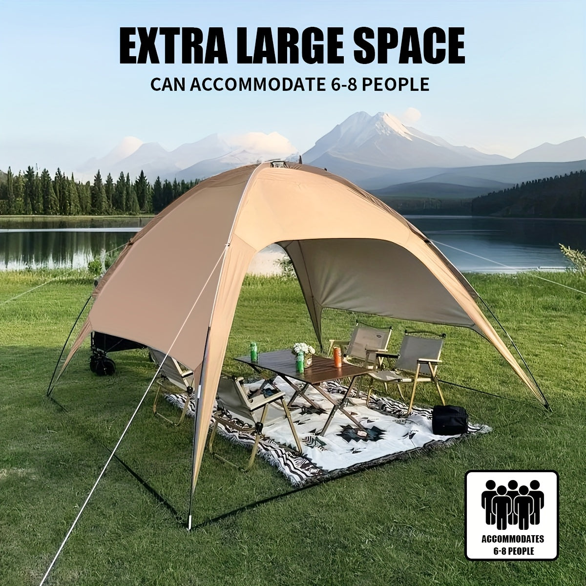 Large Outdoor Canopy Portable Sun Shelter for Family Camping & Parties