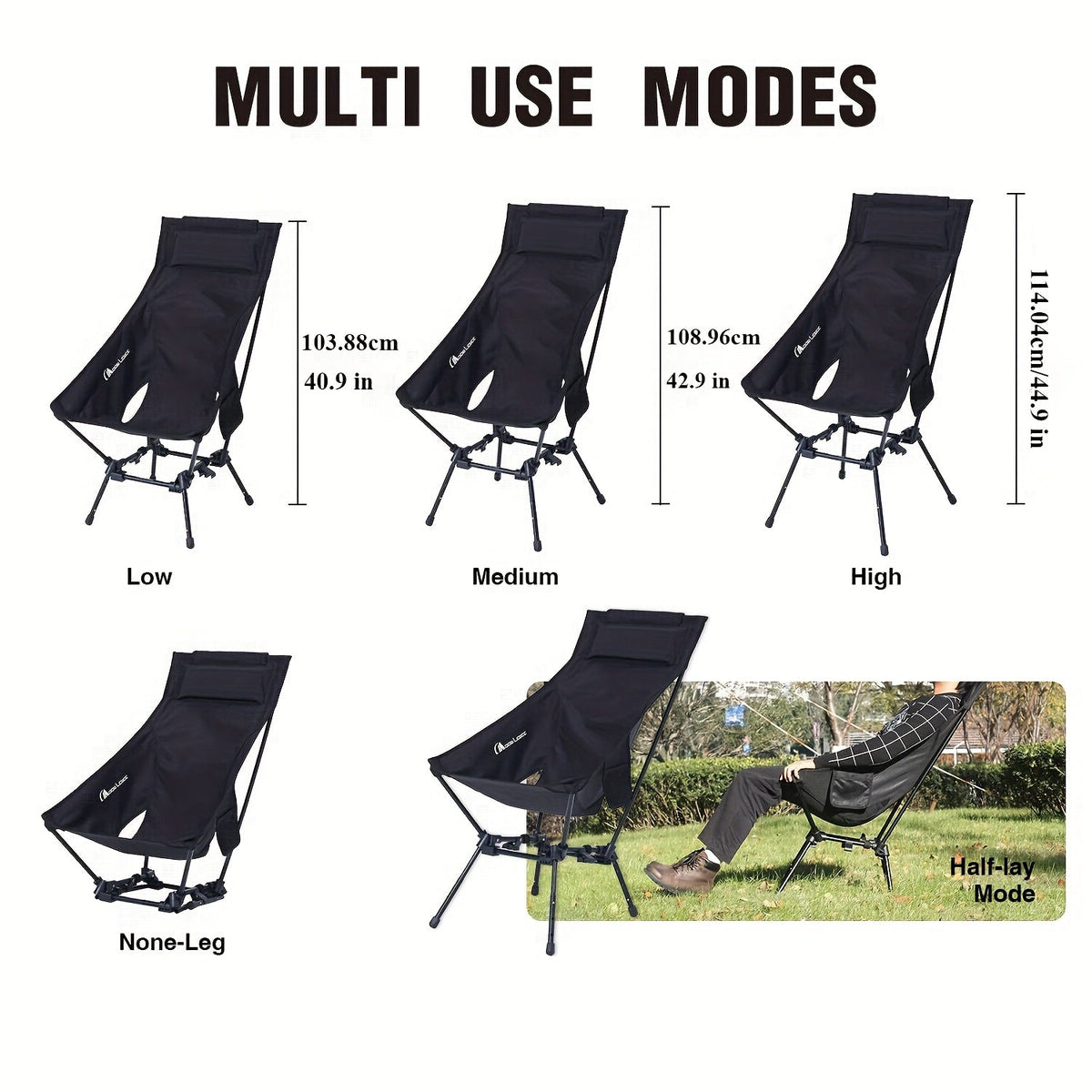 Heavy Duty Folding Camping Chair with Footrest - XL Portable