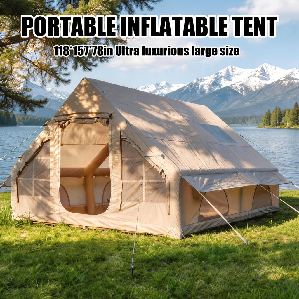 Inflatable Glamping Tent Oxford Cloth All-Weather Camping Shelter