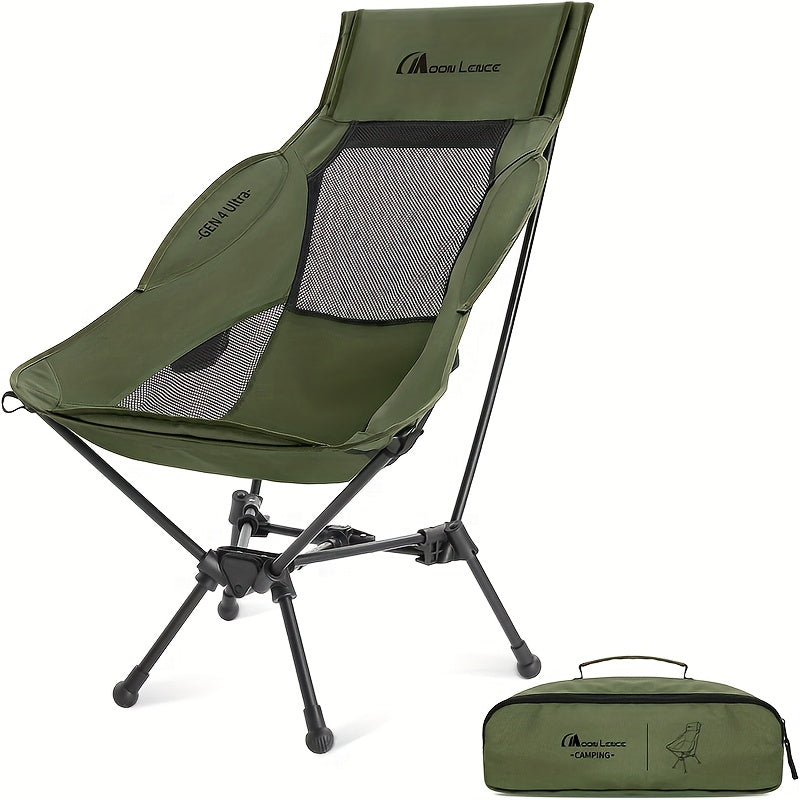 High Back Camping Chair - Portable Ergonomic Folding Seat