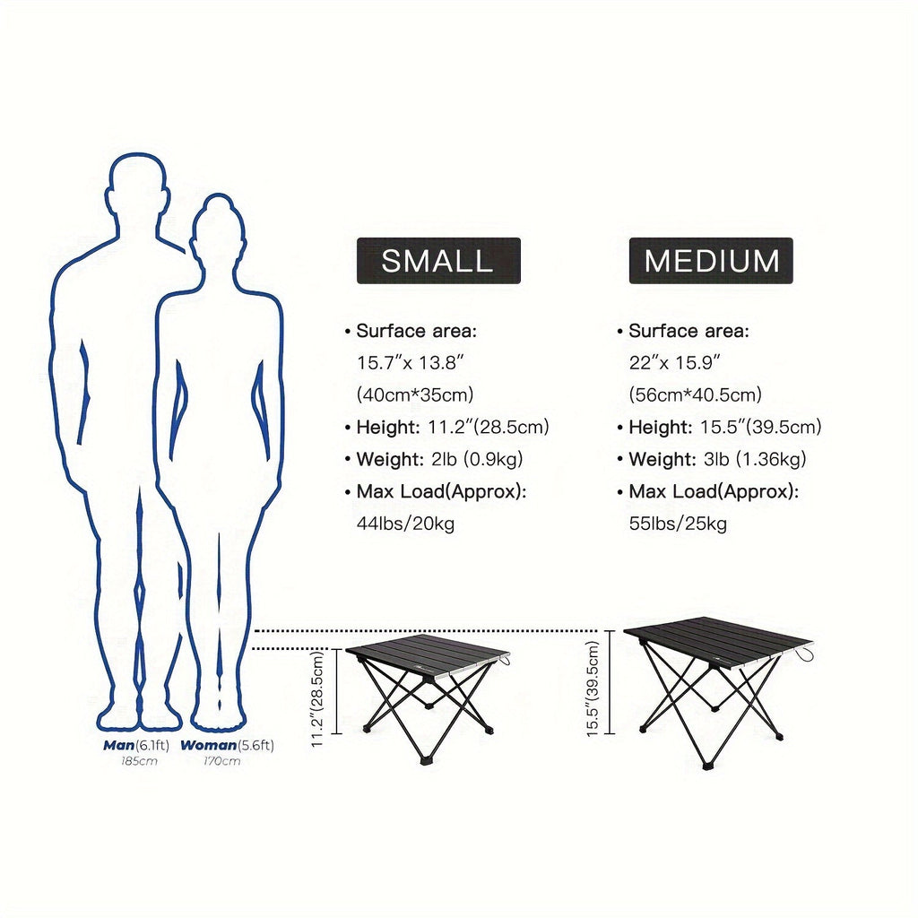 MOON LENCE Aluminum Folding Camping Table - Portable Beach & Hiking Table