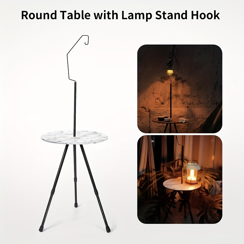 Marble Pattern Aluminum Tripod Folding Table for Outdoor Camping