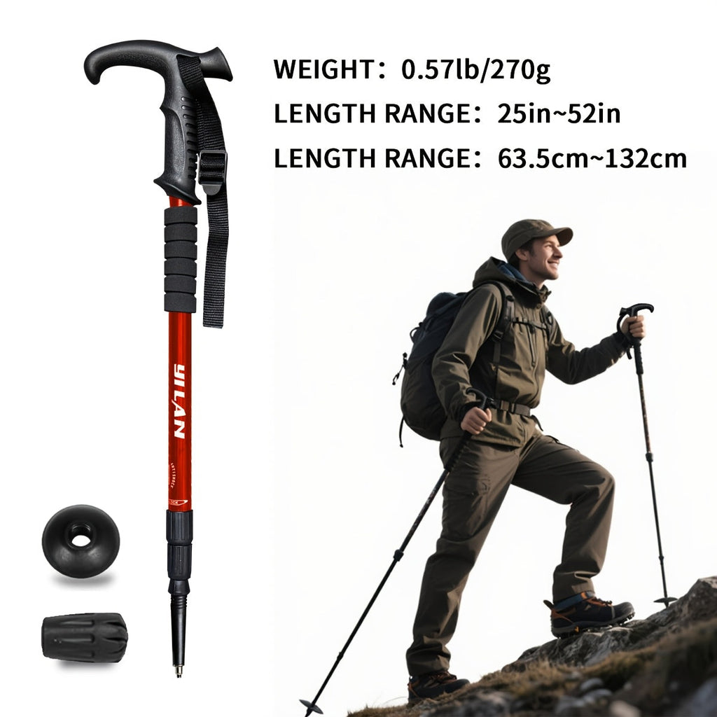 Ultra-Light Aluminum Trekking Pole - 3-Section Telescopic Hiking Stick