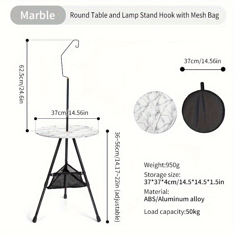 Marble Pattern Aluminum Tripod Folding Table for Outdoor Camping