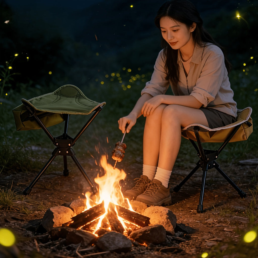 Westtune 360° Swivel Camping Stool - Portable Folding Fishing Chair