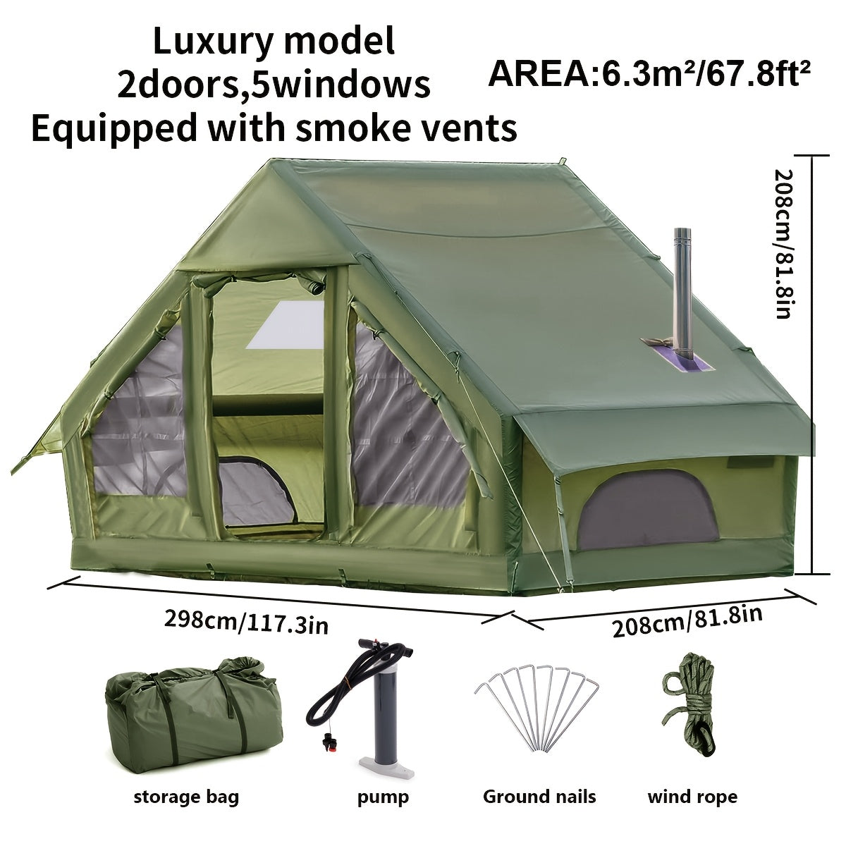 Luxury Inflatable 4-6 Person Oxford Tent for All-Season Glamping