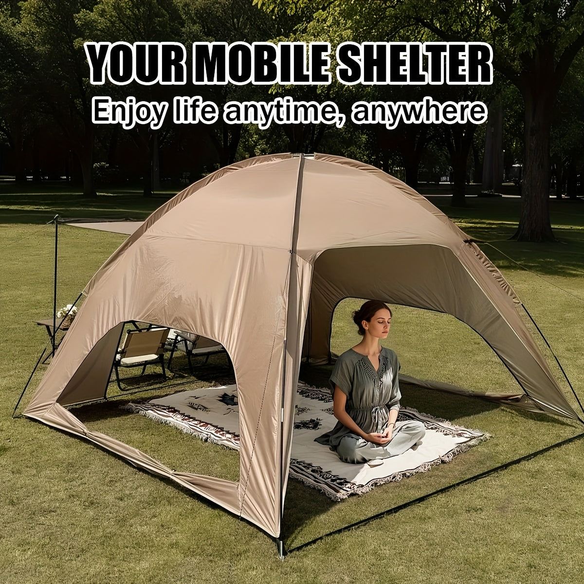 Large UPF 50+ Beach Sunshade Tent for 6-8 People