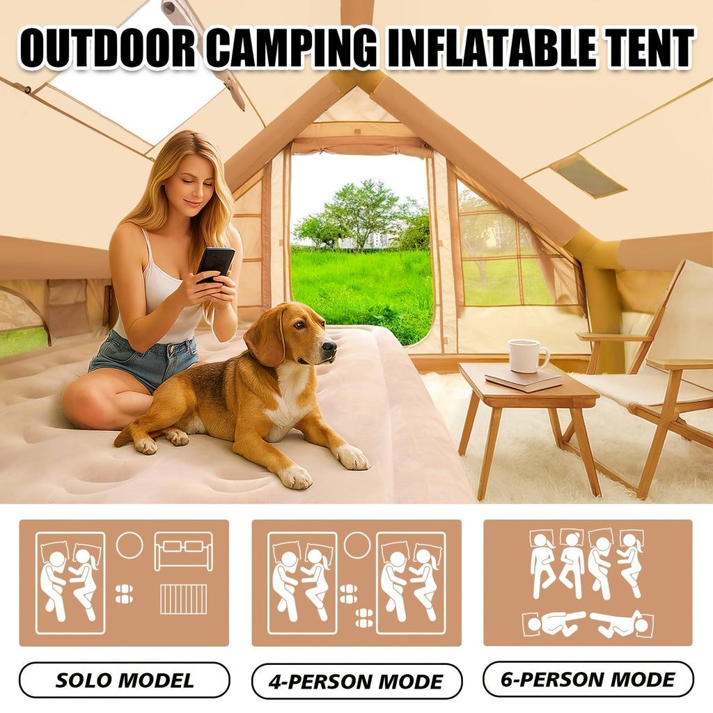 Inflatable Glamping Tent Oxford Cloth All-Weather Camping Shelter