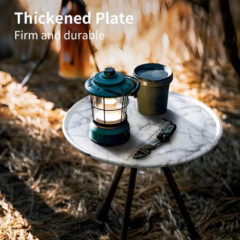 Marble Pattern Aluminum Tripod Folding Table for Outdoor Camping