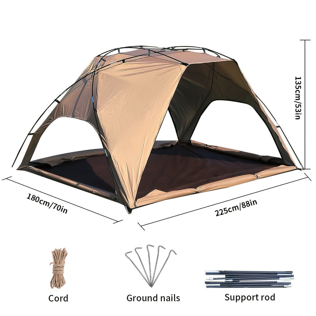 Portable Outdoor Camping Awning - Khaki Sun Shelter for Beach & Picnics