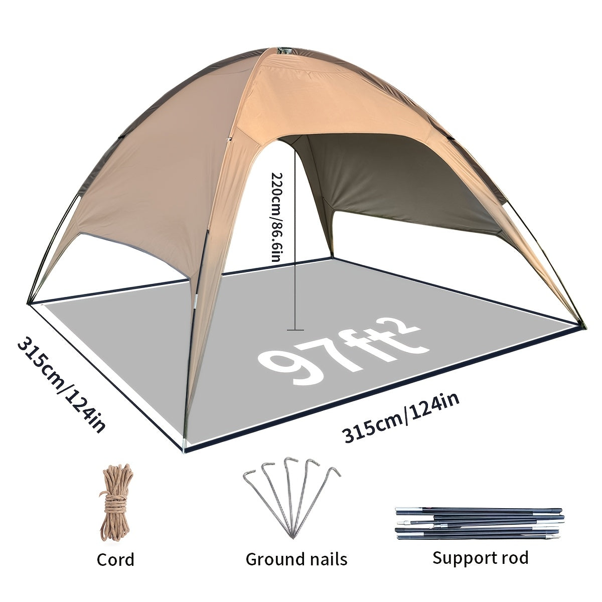 Large UPF 50+ Beach Sunshade Tent for 6-8 People