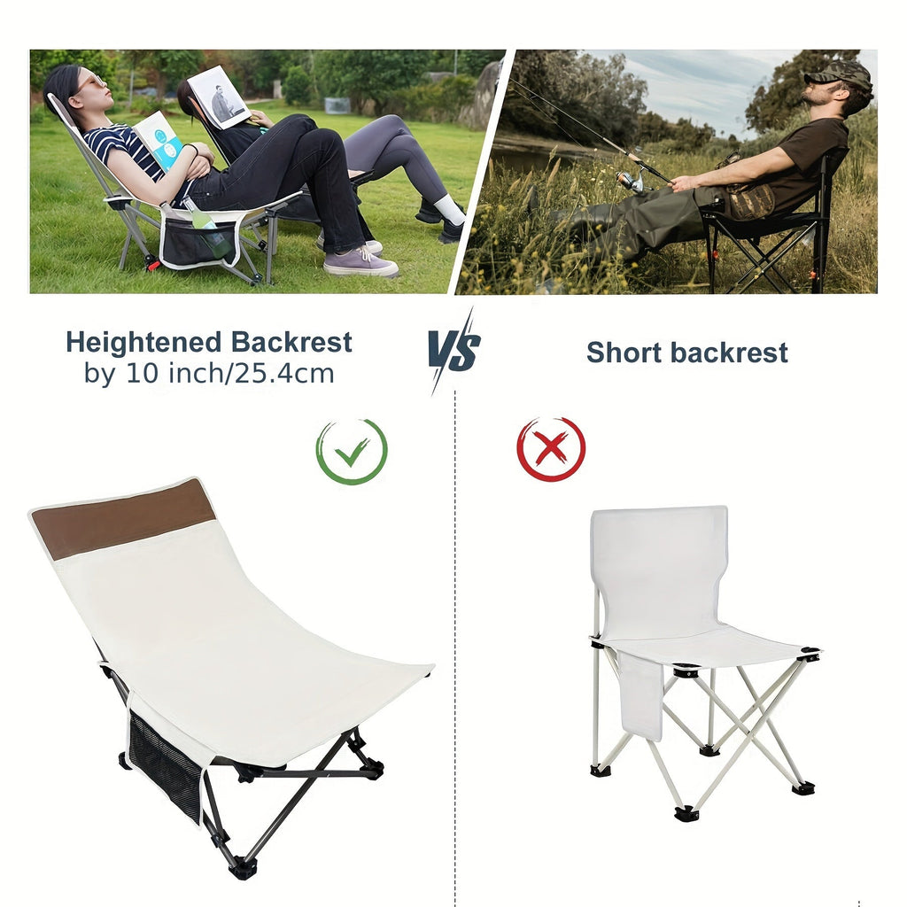 Portable Backpack Beach Chair - Reclining Folding Camping Chair