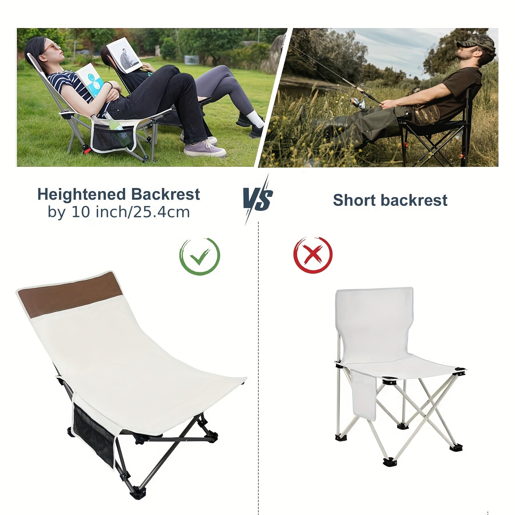 Portable Backpack Beach Chair - Reclining Folding Camping Chair