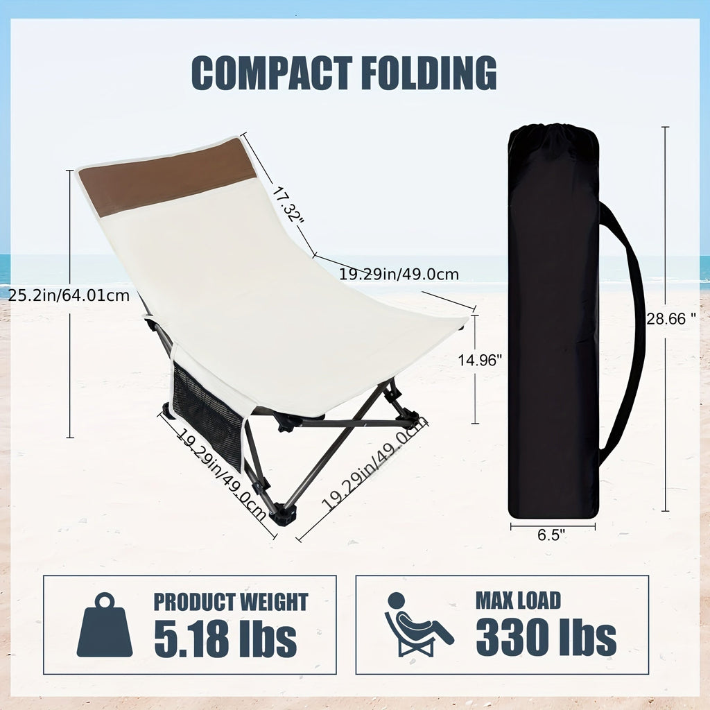 Portable Backpack Beach Chair - Reclining Folding Camping Chair