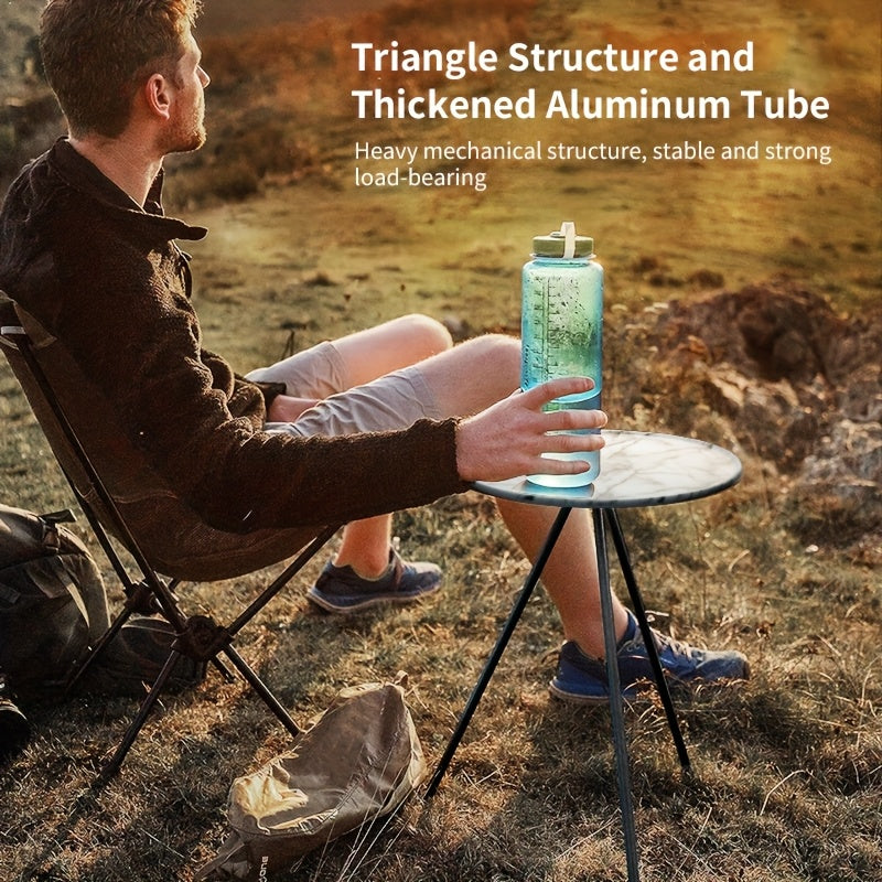 Marble Pattern Aluminum Tripod Folding Table for Outdoor Camping