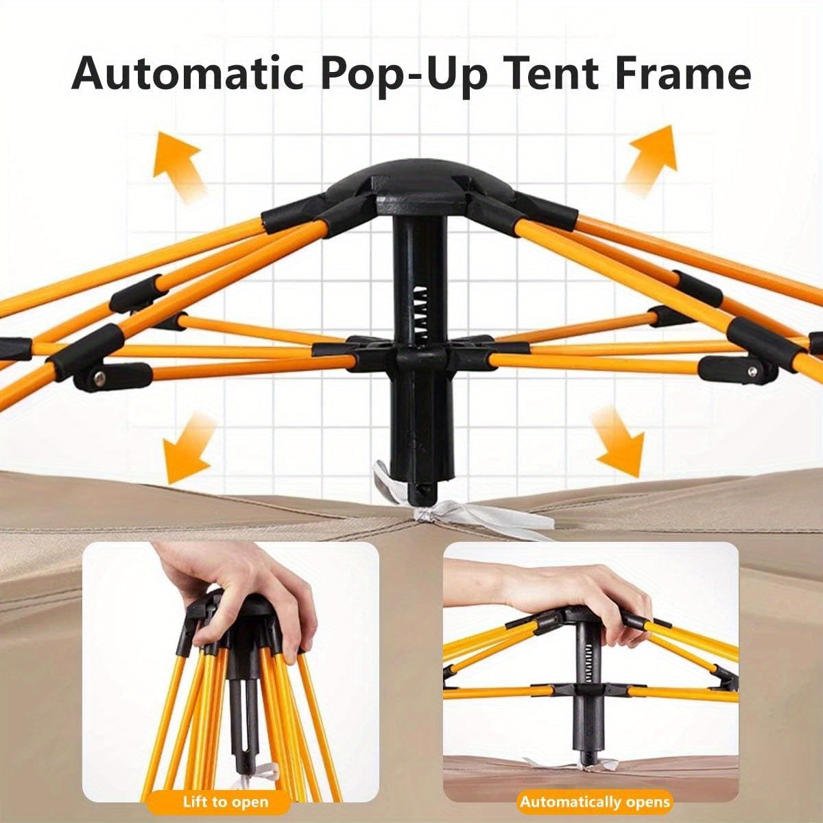 Automatic Pop-Up Camping Tent - UV Protection Sunshade for 1-4 People