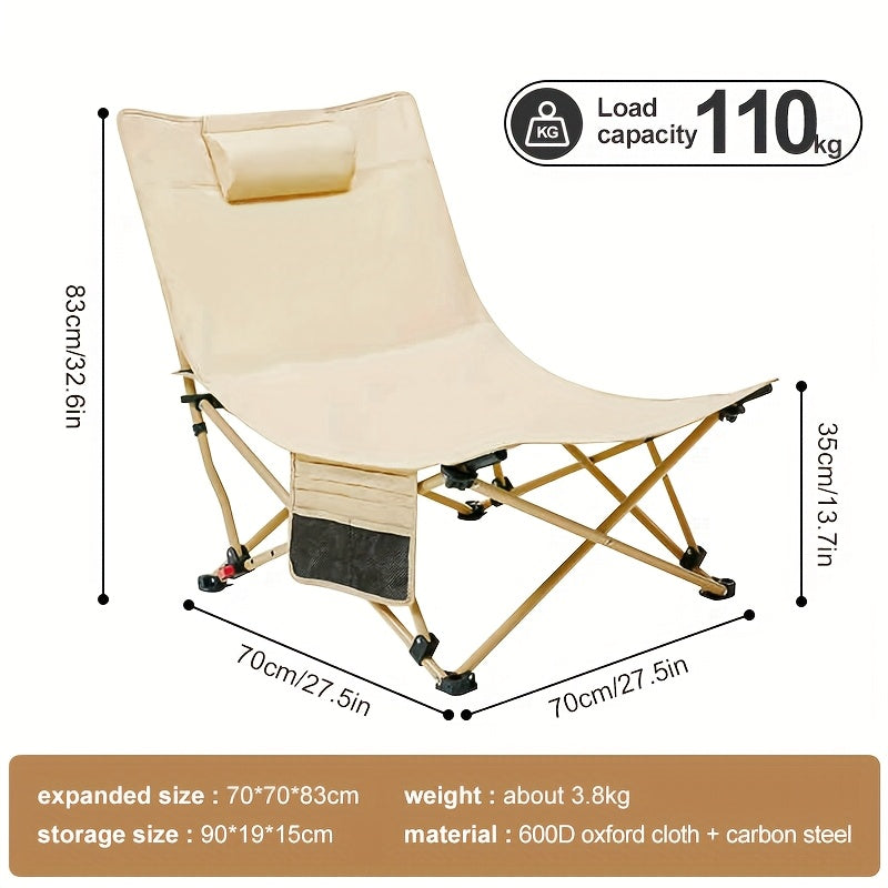 Portable Backpack Beach Chair - Reclining Folding Camping Chair