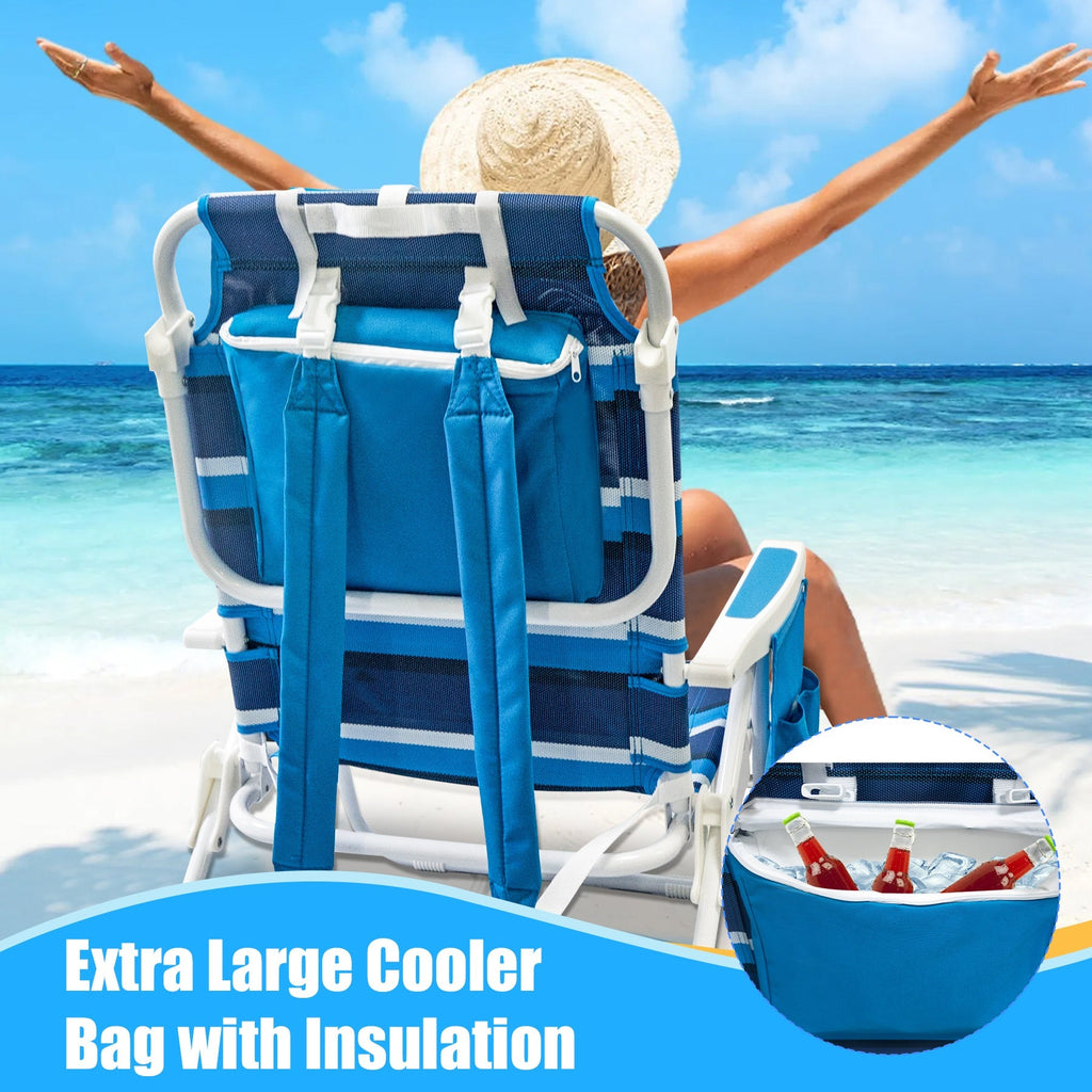 2-Pack Folding Beach Loungers - Adjustable Outdoor Camping Chairs
