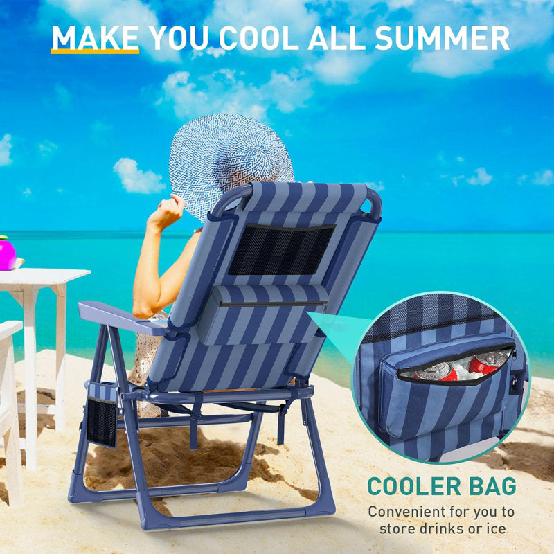 Backpack Beach Chair - 6-Position Reclining High Seat for Camping