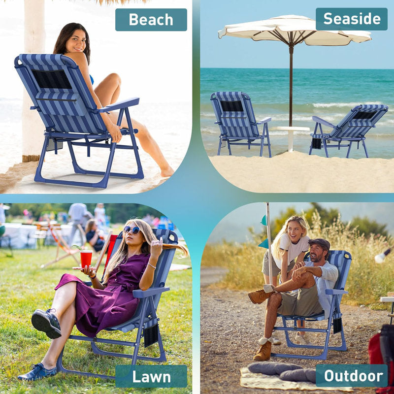 Backpack Beach Chair - 6-Position Reclining High Seat for Camping
