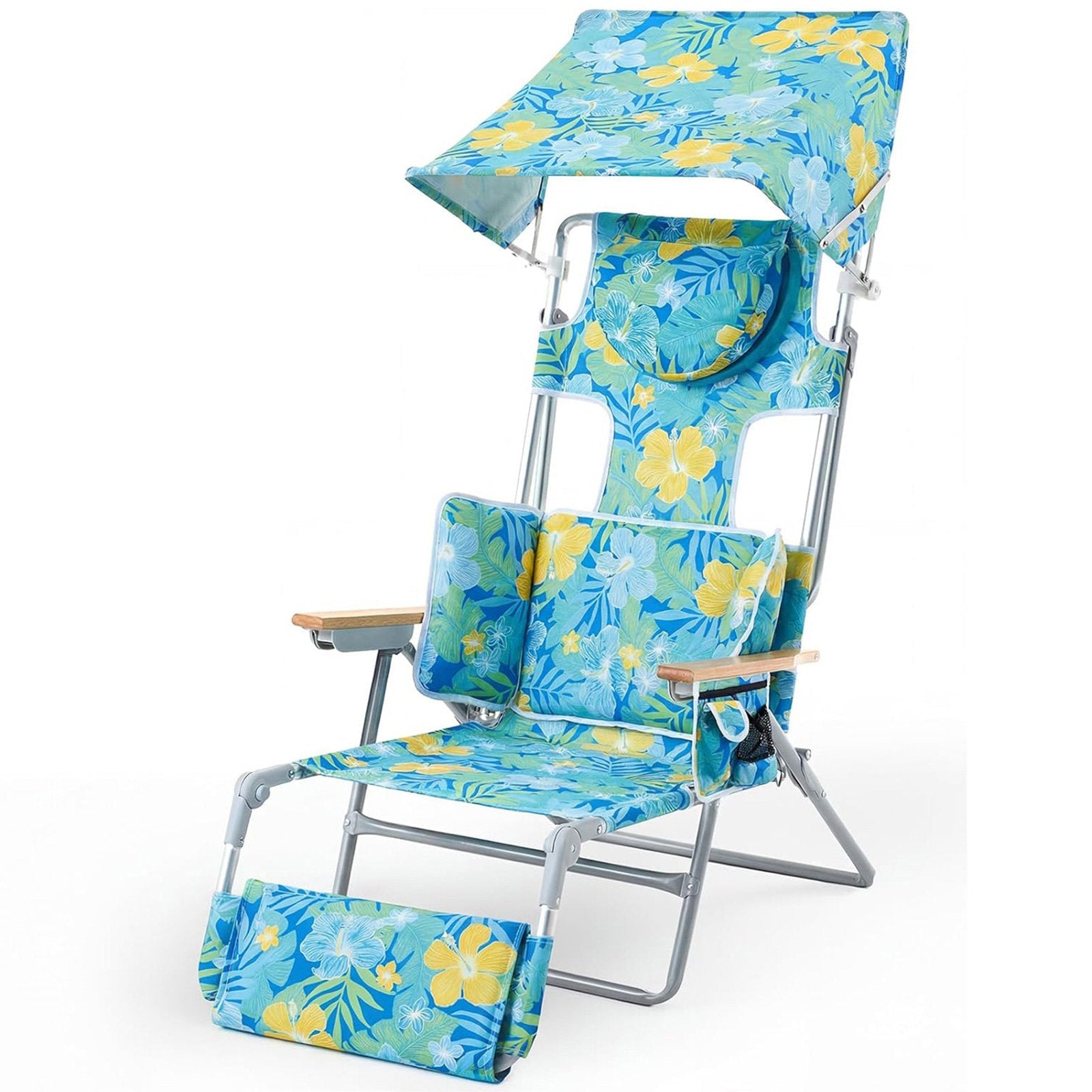 Reclining Backpack Beach Chair with Sunshade for Tanning & Patio