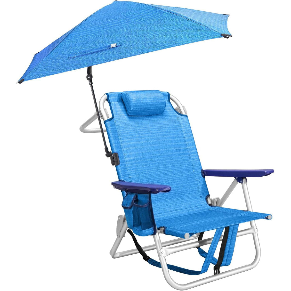 Backpack Beach Chair with 360° Umbrella & 5-Position Recline