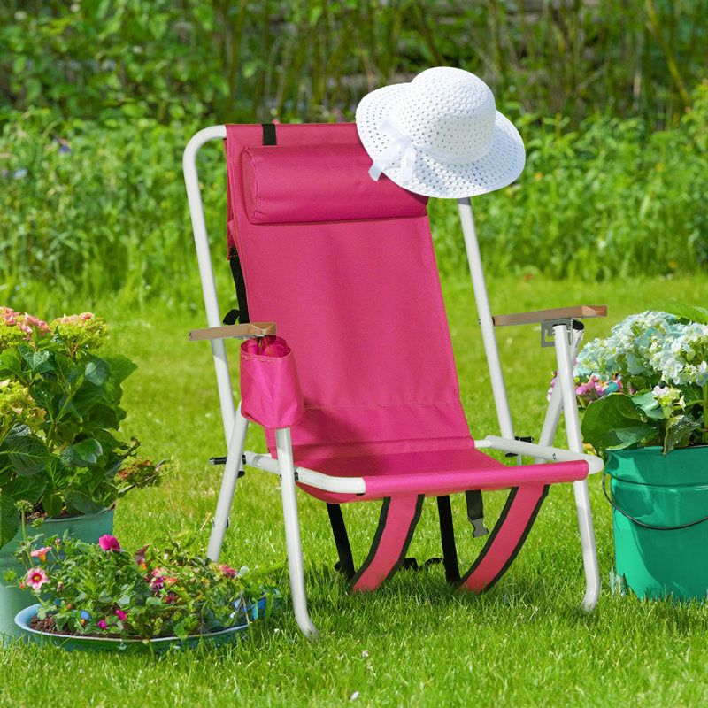 Folding Beach Chair with Backpack Straps - Portable Outdoor Seating