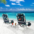 3-Piece Folding Beach Chair Set with Side Table - Portable Recliner