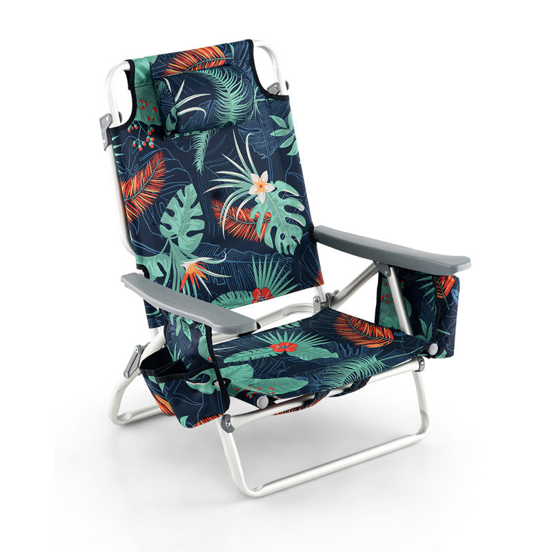 3-Piece Folding Beach Chair Set with Side Table - Portable Recliner