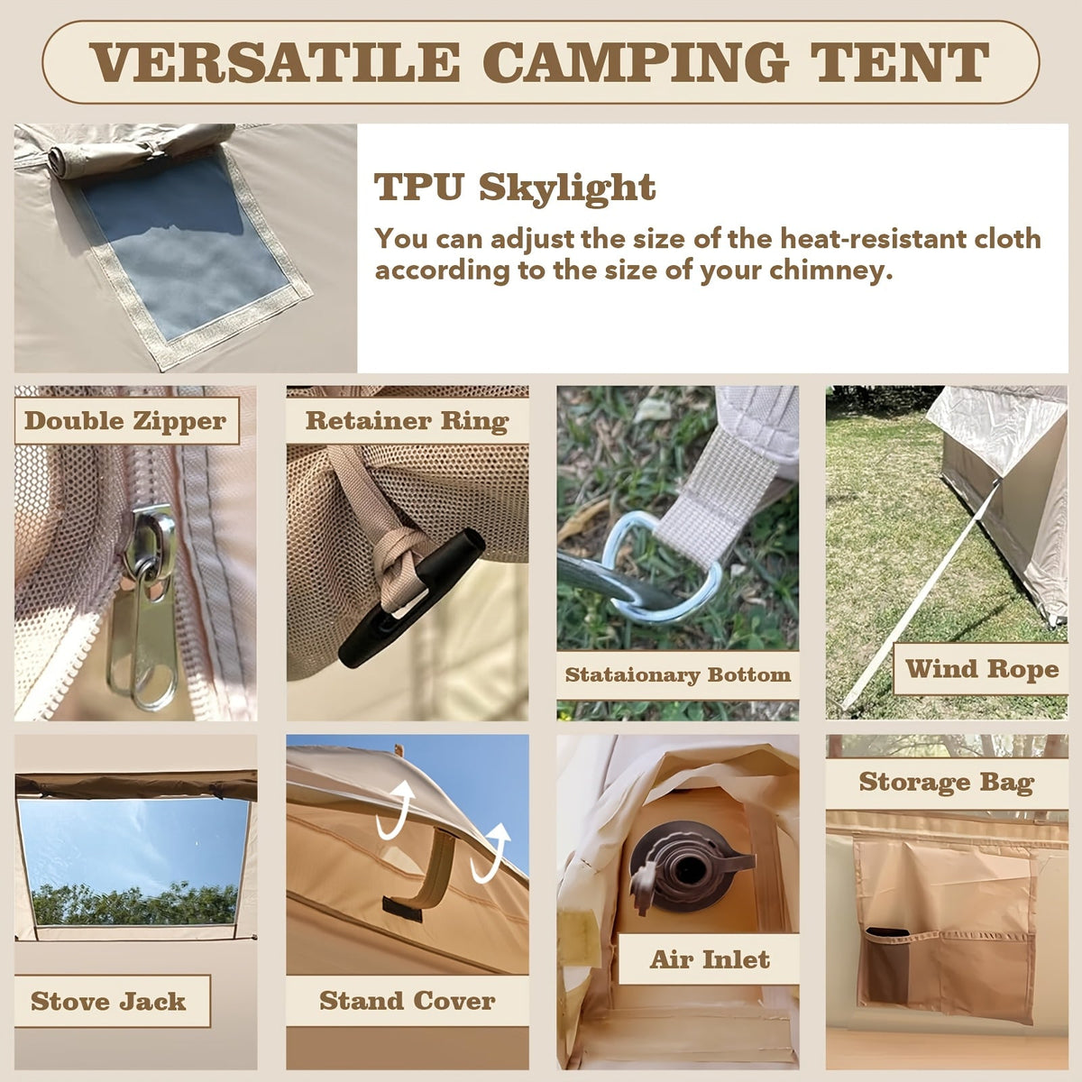 Inflatable Glamping Tent Oxford Cloth All-Weather Camping Shelter