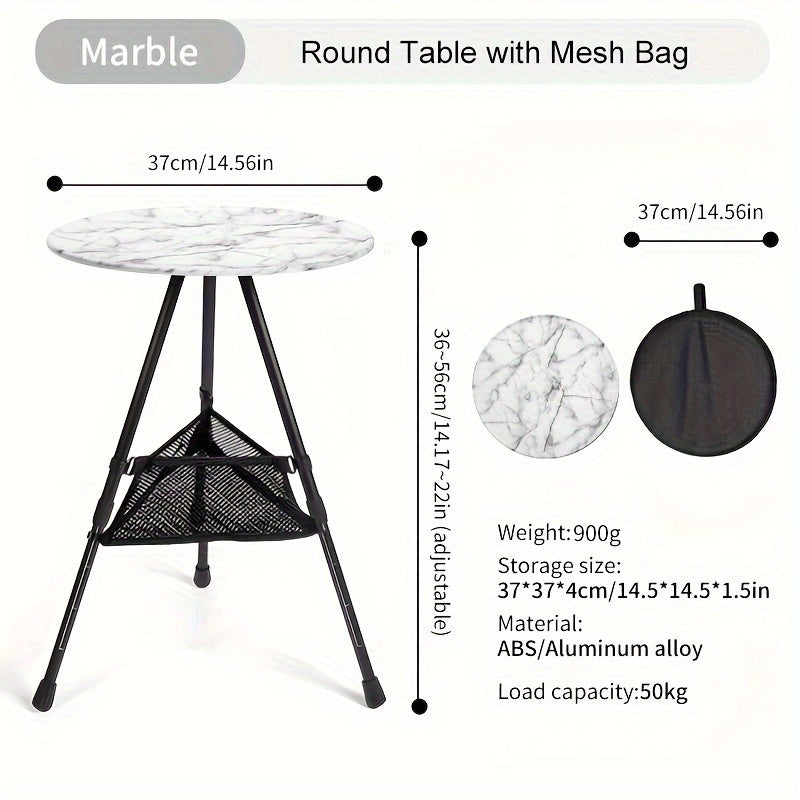 Marble Pattern Aluminum Tripod Folding Table for Outdoor Camping