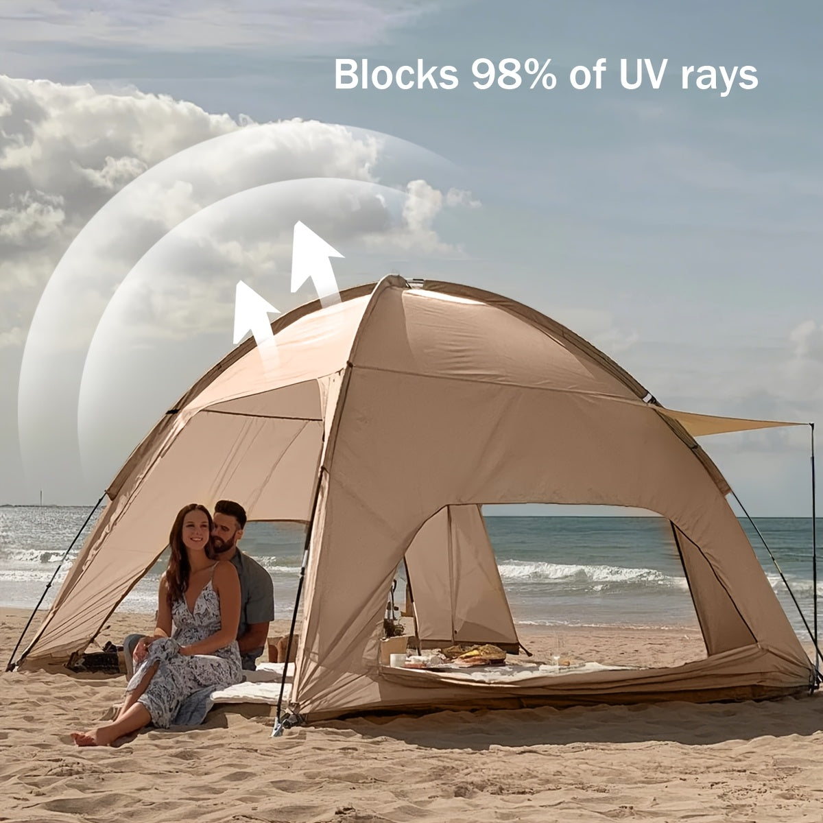Large UPF 50+ Beach Sunshade Tent for 6-8 People