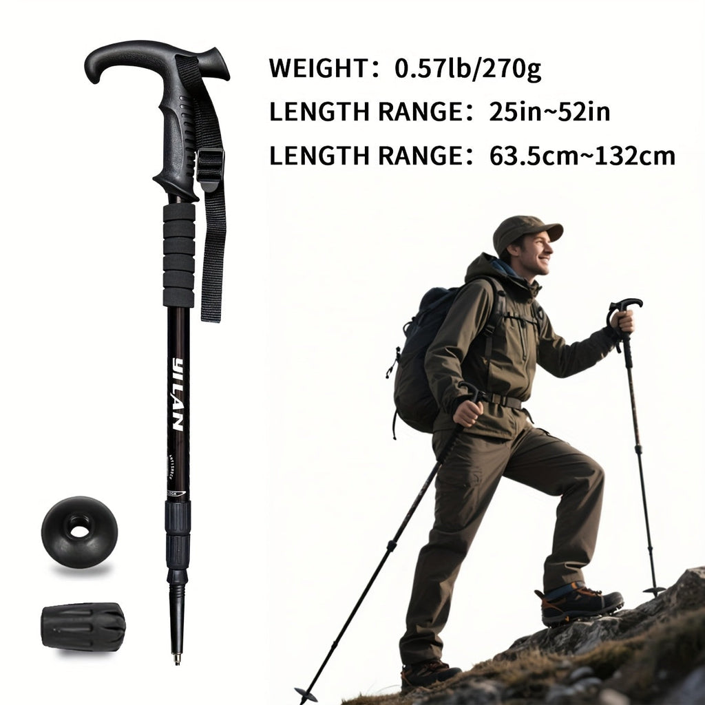 Ultra-Light Aluminum Trekking Pole - 3-Section Telescopic Hiking Stick