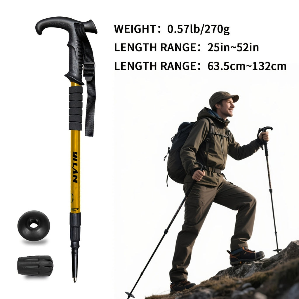 Ultra-Light Aluminum Trekking Pole - 3-Section Telescopic Hiking Stick