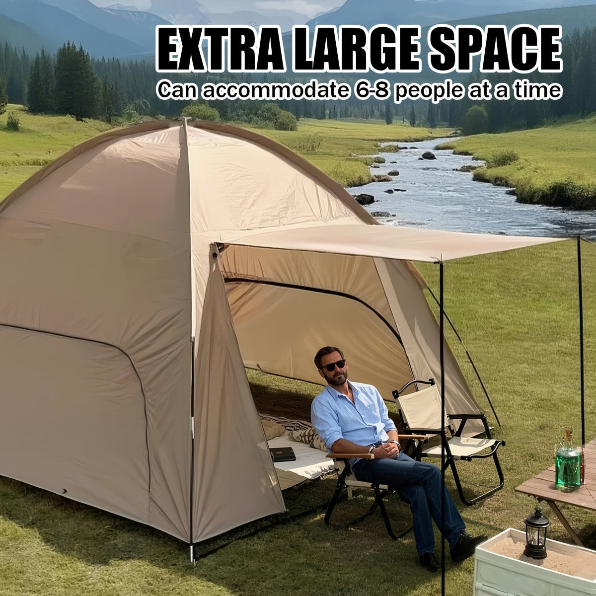 Large UPF 50+ Beach Sunshade Tent for 6-8 People