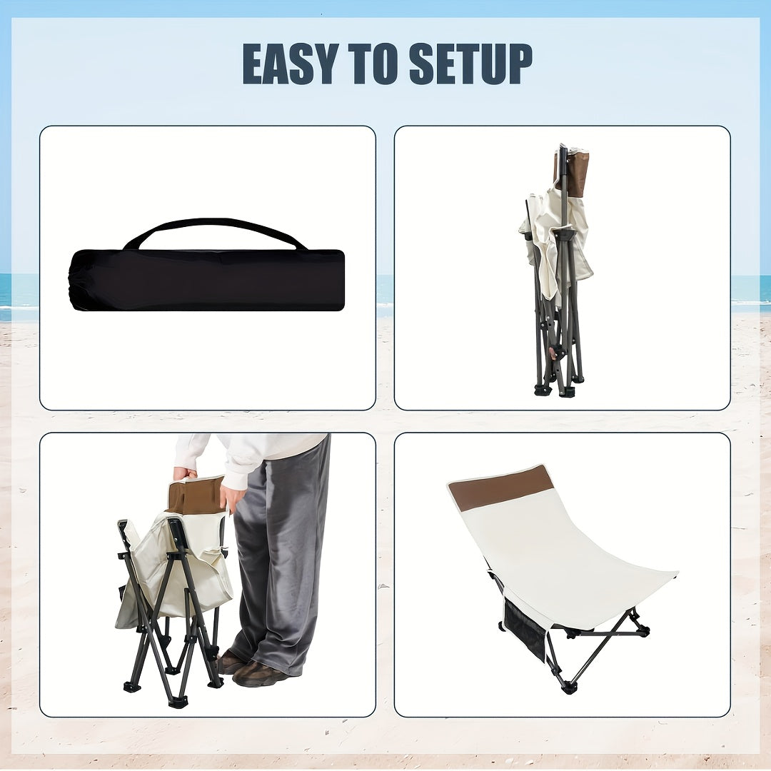 Portable Backpack Beach Chair - Reclining Folding Camping Chair