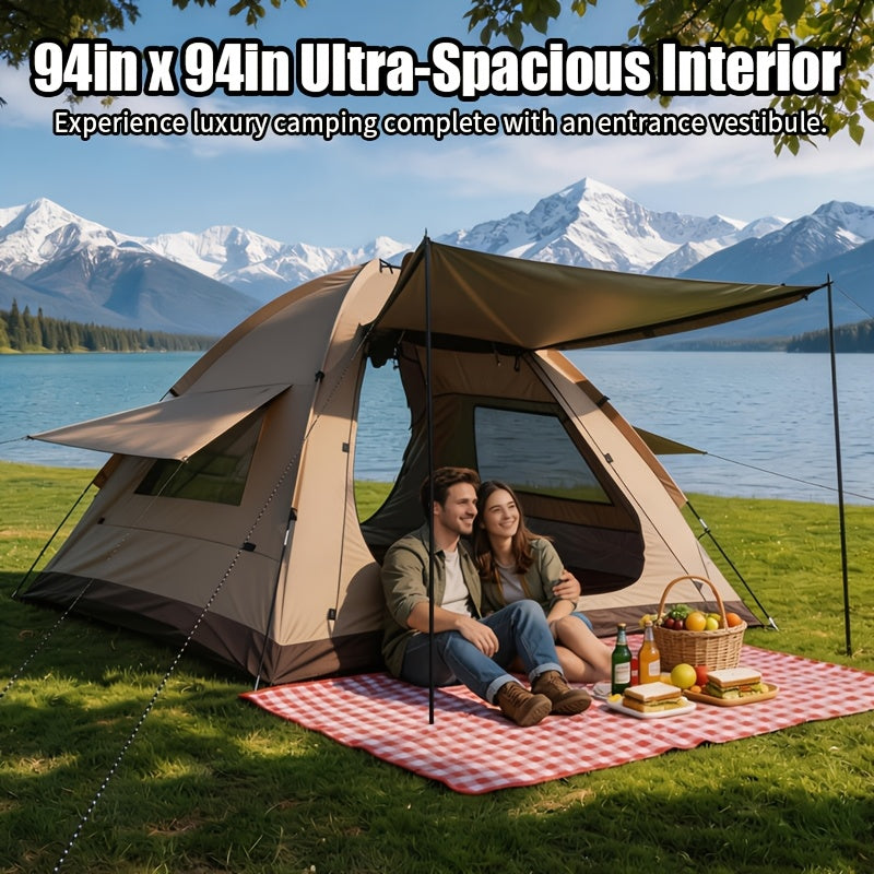 Large Outdoor Camping Tent with Vestibule for Family Hiking