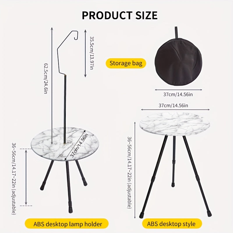 Marble Pattern Aluminum Tripod Folding Table for Outdoor Camping
