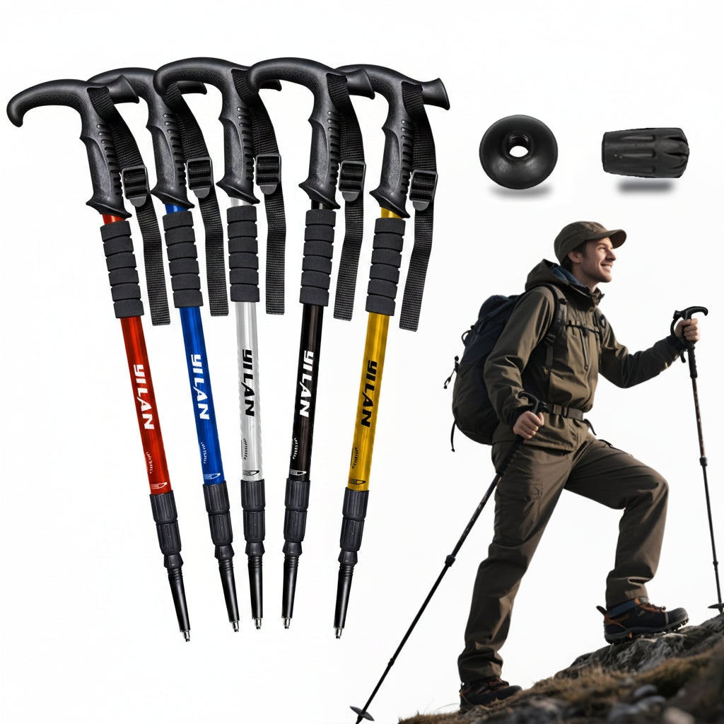 Ultra-Light Aluminum Trekking Pole - 3-Section Telescopic Hiking Stick