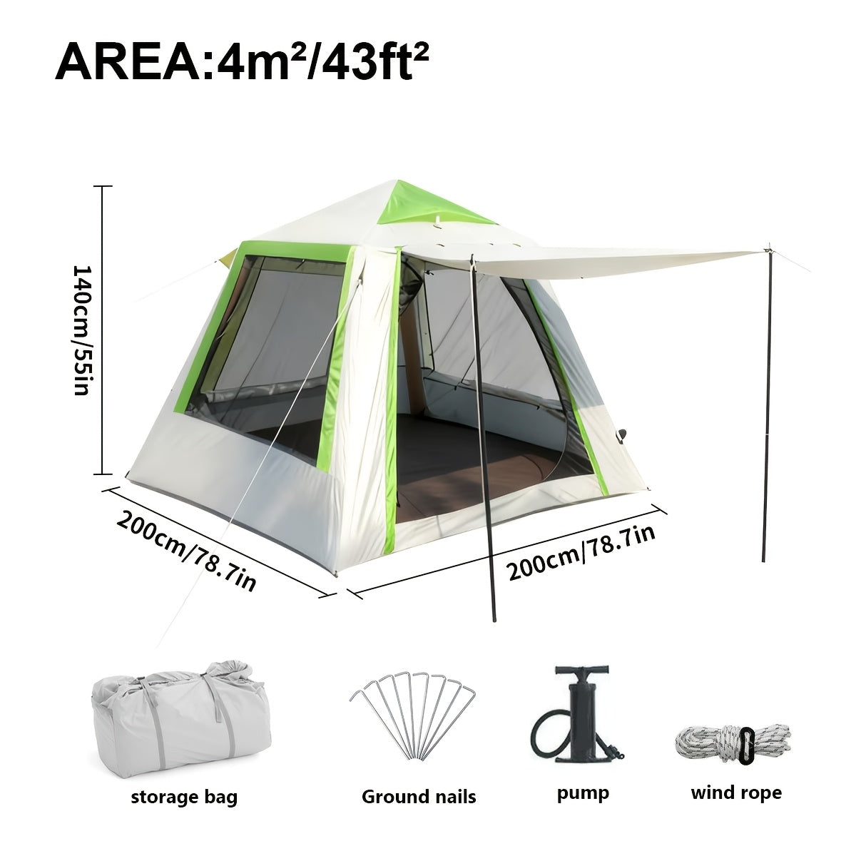 Inflatable Glamping Tent Oxford Cloth All-Weather Camping Shelter