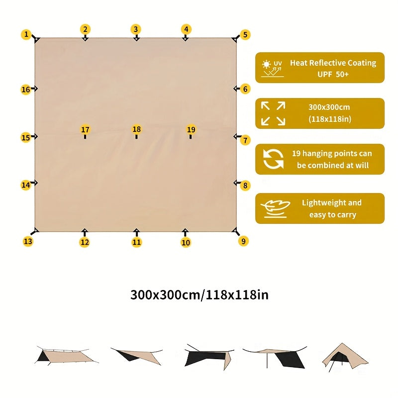 Multi-Function Camping Tarp Sunshade for Hiking & Mountaineering